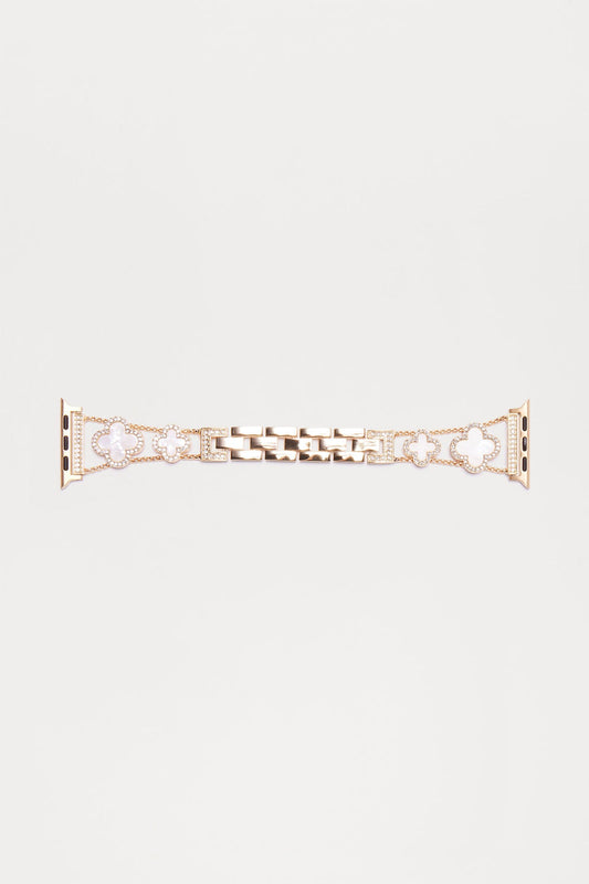 Gold White Clover Watch Band