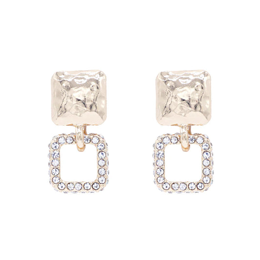 Gold Square Rhinestone Earrings