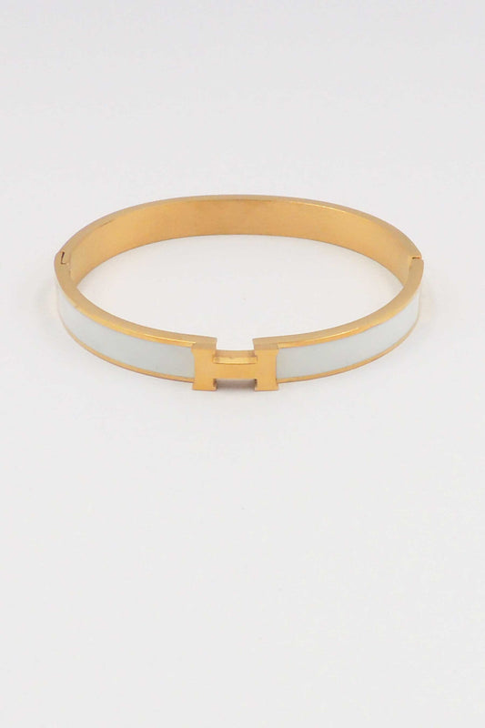 Waterproof Stainless Steel Gold And White H Bracelet