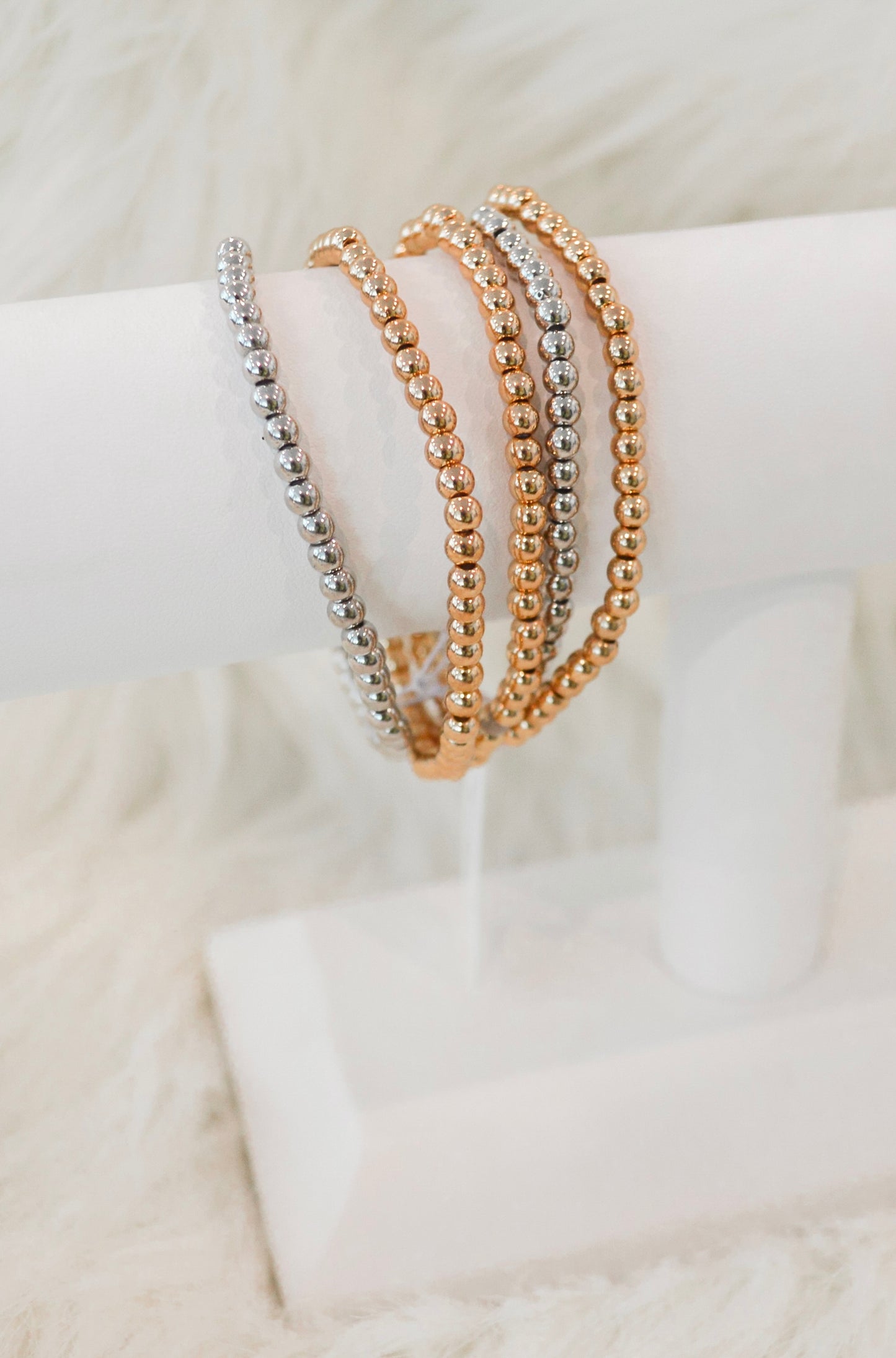 Gold and Silver Beaded Bracelet Set