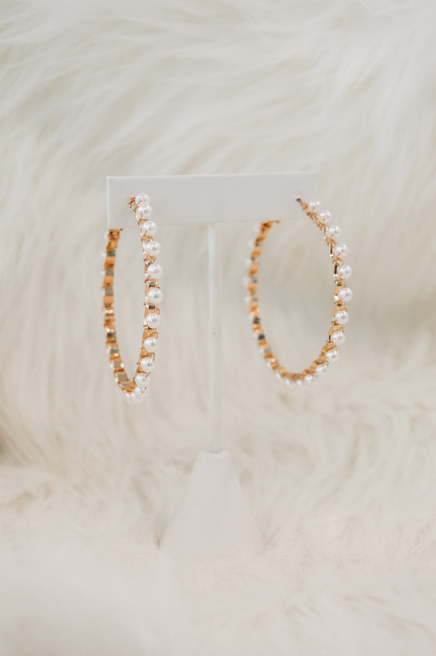 Gold Pearl Hoops