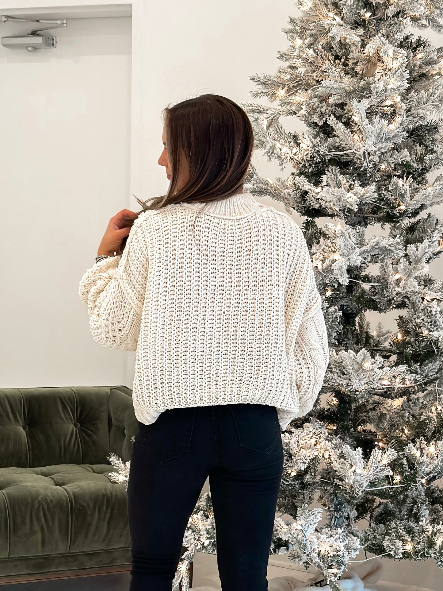 Cream Chenille Cable Knit Sweater