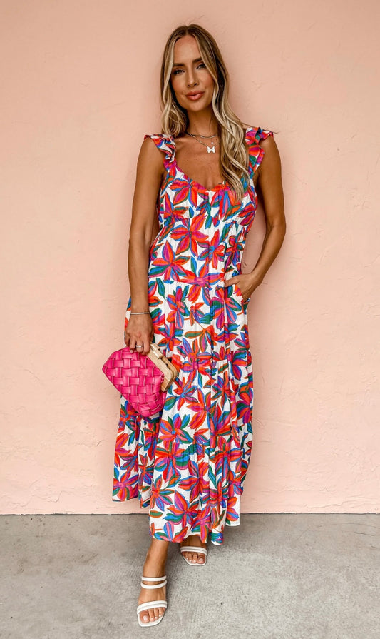 Red Floral Maxi Dress - PREORDER