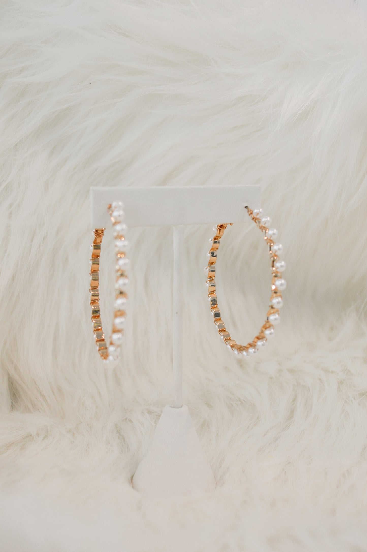 Gold Pearl Hoops