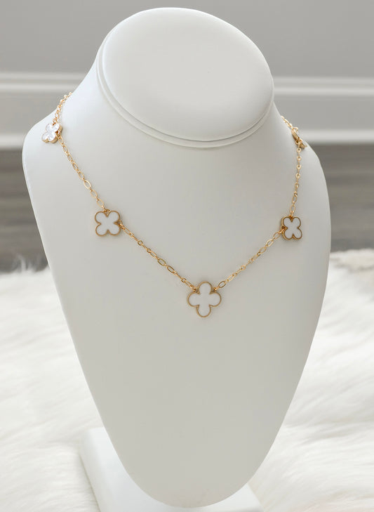 White Clover Necklace + Gold Stud Earrings