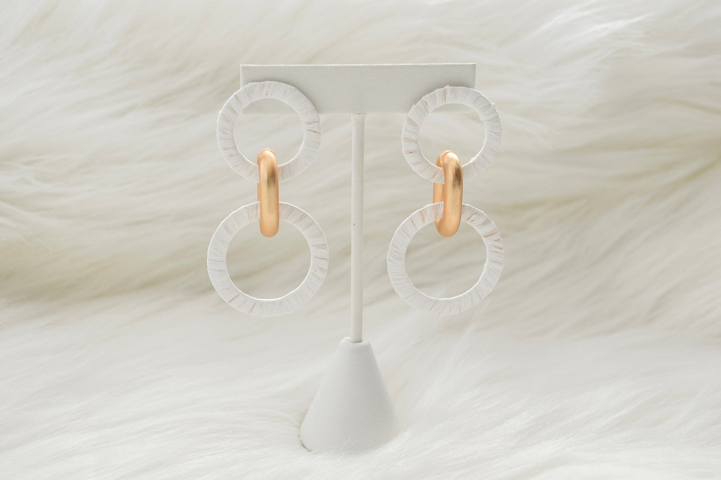 White Gold Circle Drop Earrings