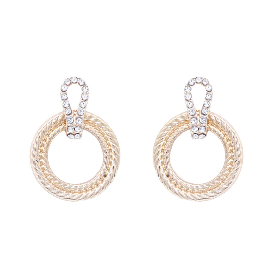 Gold Textured Circle Hoop Earrings
