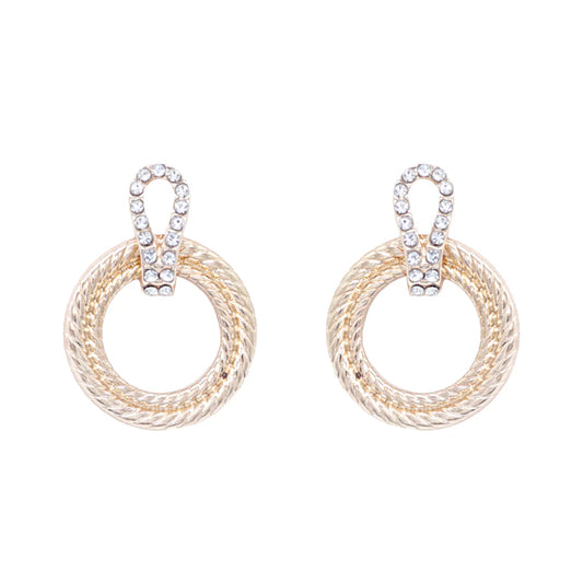 Gold Textured Circle Hoop Earrings