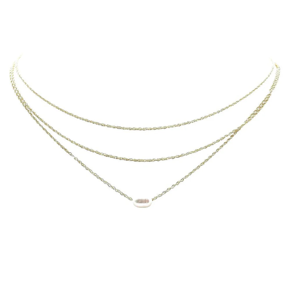 Three Layered Freshwater Pearl Necklace