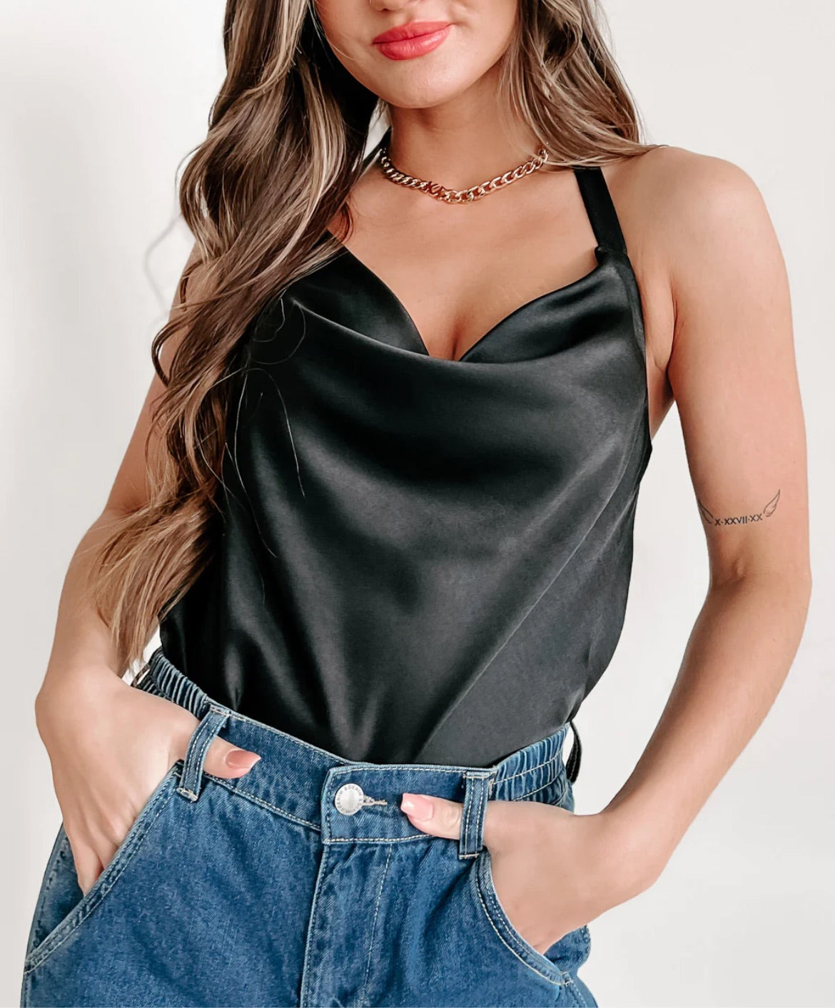 Halter Cowl Neck Bodysuit