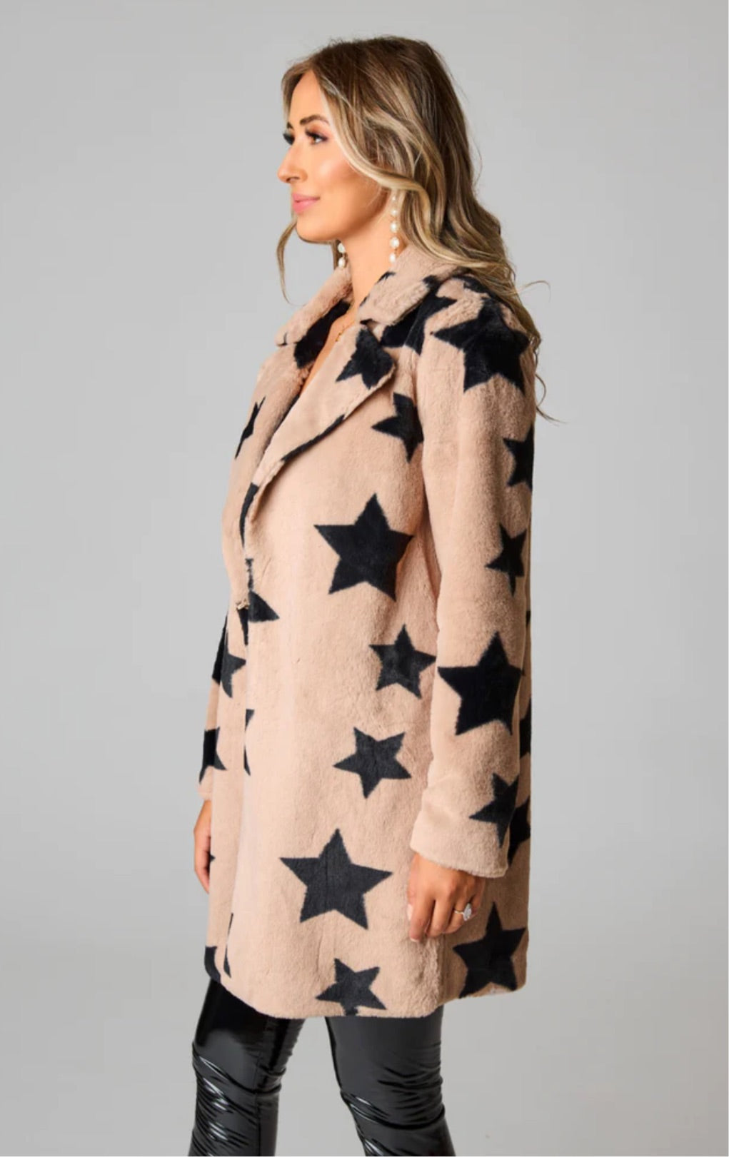 Star Faux Fur Coat