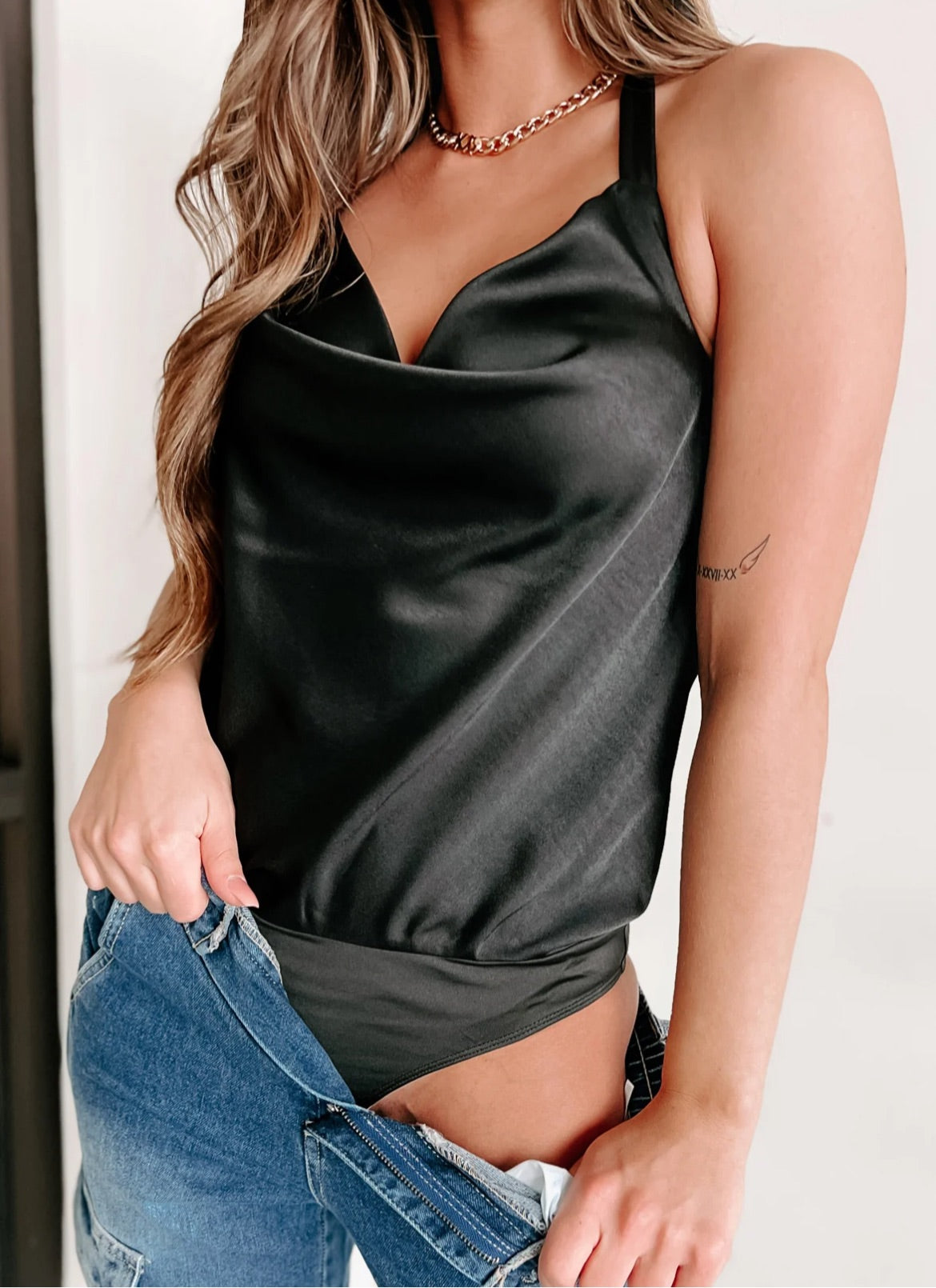 Halter Cowl Neck Bodysuit